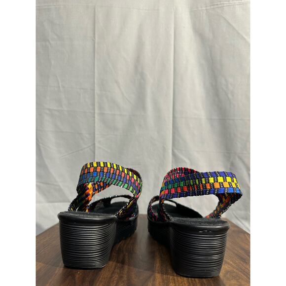 Bernie Mev Wedge Sandals Womens 41 US 10 Rainbow Colorful Fame Woven Comfort - Picture 9 of 9